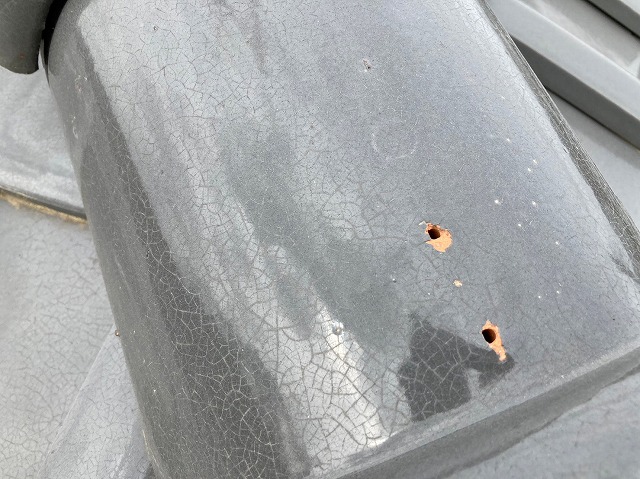 棟瓦の針金破損